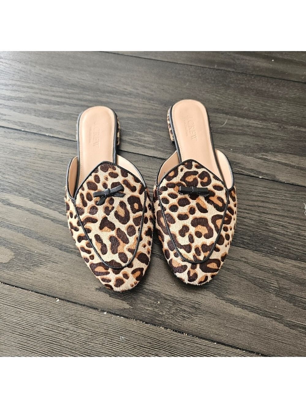 J. Crew Piped Loafer Mules In Calf Hair Size 6 - Picture 2 of 7